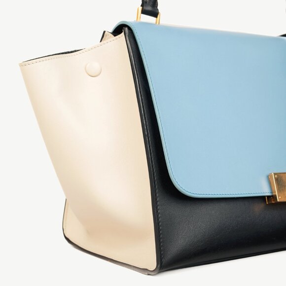 Celine Trapeze Smooth Calfskin Tri-Colour Blue Leather Bag - Picture 10 of 15